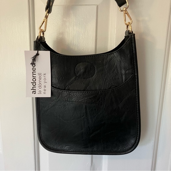 Ahdorned Bags Nwt Ahdorned Mini Vegan Leather Messenger In Black With Strap Poshmark